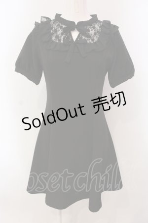 画像: Rojita / スクエアー切替半袖Wリボンワンピース F クロ O-25-05-15-068-LO-OP-OW-OS