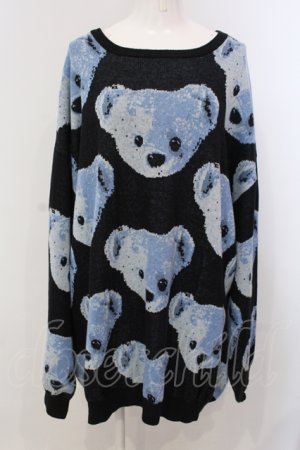 画像: TRAVAS TOKYO / BEAR FACES総柄ジャガードプルオーバーニット F ブルーｘブラック O-25-05-15-073-PU-TO-YM-OS
