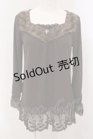画像: axes femme / ファーカラーインナーカットソー M ブラウン O-25-05-15-074-AX-TO-YM-OS