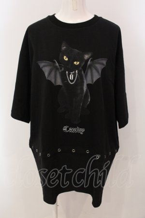 画像: Candy Stripper / KITTEN DEVIL 2WAY Tシャツ 2 ブラック O-25-05-15-077-PU-TS-YM-OS