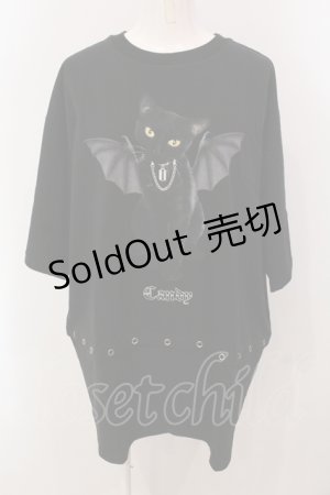 画像: Candy Stripper / KITTEN DEVIL 2WAY Tシャツ 2 ブラック O-25-05-15-077-PU-TS-YM-OS