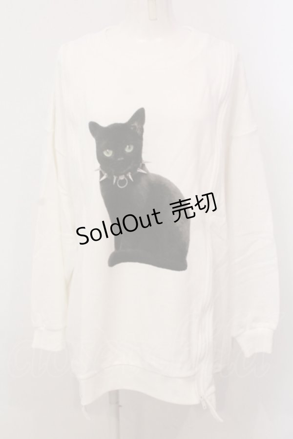 画像1: Candy Stripper / ANARCHY KITTEN SWEAT トップス 2 ホワイト O-25-05-15-078-PU-TS-YM-ZY (1)