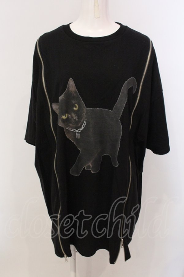画像1: Candy Stripper / ANARCHY KITTEN BIG Tシャツ 2 ブラック O-25-05-15-079-PU-TS-YM-OS (1)