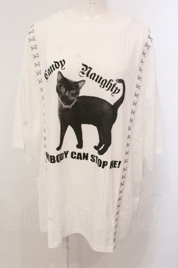 画像1: Candy Stripper / NOBODY CAN STOP ME Tシャツ 2 ホワイト O-25-05-15-080-PU-TS-YM-OS (1)