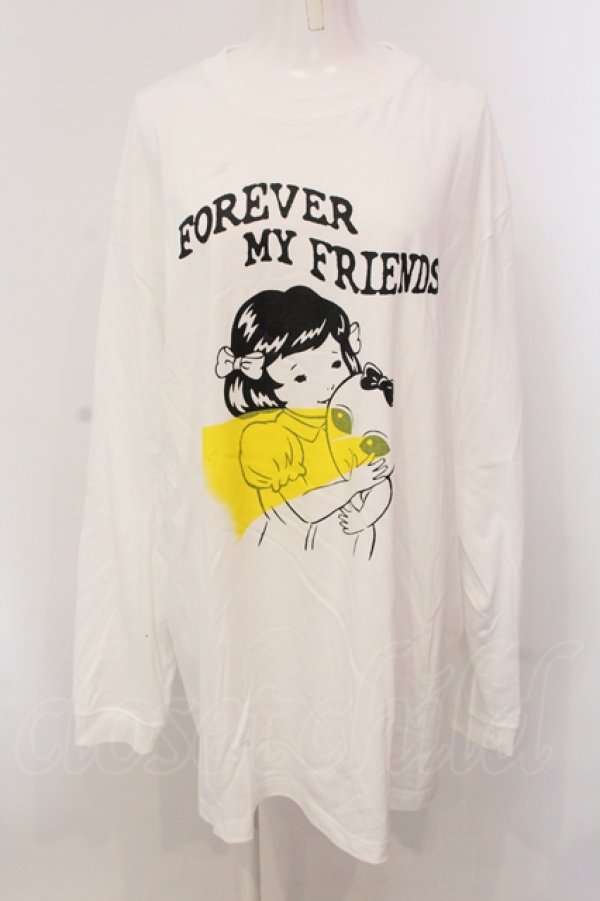 画像1: Candy Stripper / FOREVER MY FRIENDS L/S Tシャツ 2 ホワイト O-25-05-15-081-PU-TS-YM-OS (1)