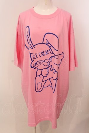 画像: Candy Stripper / ICE CREAM BUNNY BIG Tシャツ 2 ピンク O-25-05-15-085-PU-TS-YM-OS
