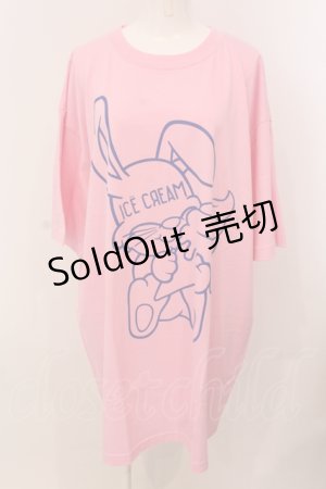 画像: Candy Stripper / ICE CREAM BUNNY BIG Tシャツ 2 ピンク O-25-05-15-085-PU-TS-YM-ZY