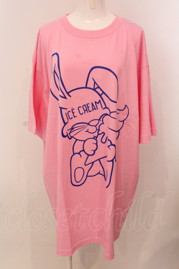 画像1: Candy Stripper / ICE CREAM BUNNY BIG Tシャツ 2 ピンク O-25-05-15-085-PU-TS-YM-OS (1)