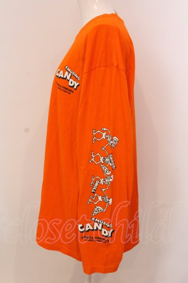 画像2: Candy Stripper / AMSING SKULL ロングスリーブTシャツ 2 オレンジ O-25-05-15-089-PU-TO-YM-OS (2)