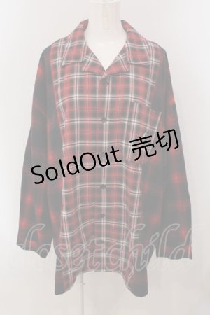画像: Candy Stripper / CHECK COMBINED シャツ 2 レッド O-25-05-15-092-PU-BL-YM-ZY