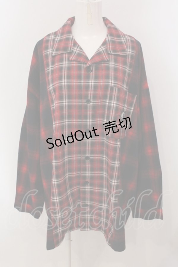 画像1: Candy Stripper / CHECK COMBINED シャツ 2 レッド O-25-05-15-092-PU-BL-YM-ZY (1)