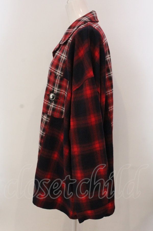 画像2: Candy Stripper / CHECK COMBINED シャツ 2 レッド O-25-05-15-092-PU-BL-YM-OS (2)