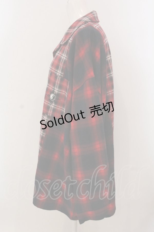 画像2: Candy Stripper / CHECK COMBINED シャツ 2 レッド O-25-05-15-092-PU-BL-YM-ZY (2)