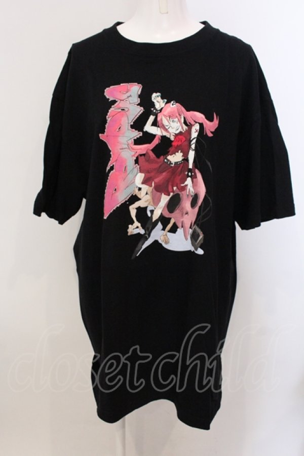 画像1: Candy Stripper / 【ROMPUS×JUN INAGAWA】ROMPUSちゃんは半袖で今日も行く Tシャツ 3 ブラック O-25-05-15-093-PU-TS-YM-OS (1)