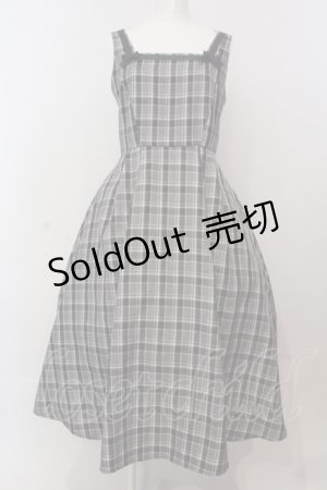 画像: m petit by misako / リボンチェックジャンパースカート M クロ×グレー O-25-05-15-011-LO-OP-IG-OS