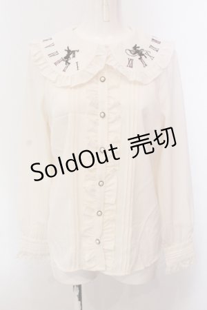 画像: Amavel / 不思議なうさぎの懐中時計ブラウス F ブラウン O-25-05-15-018-CA-BL-OW-OS
