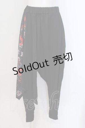 画像: NieR Clothing / フラップ付きSARROUEL PANTS 【NieR ROSE】 パンツ  ブラック×レッド O-25-05-17-001-PU-PA-IG-OS