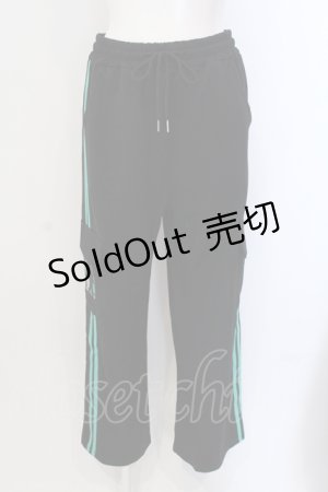 画像: NieR Clothing / 4POCKET SIDE LINE SWEATPANTS【シエルFACE】パンツ  ブラック×グリーン O-25-05-17-004-PU-PA-IG-ZT184