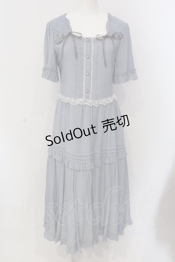 画像1: axes femme / シャンブレーロングワンピース M サックス O-25-05-17-037-AX-OP-OW-OS (1)