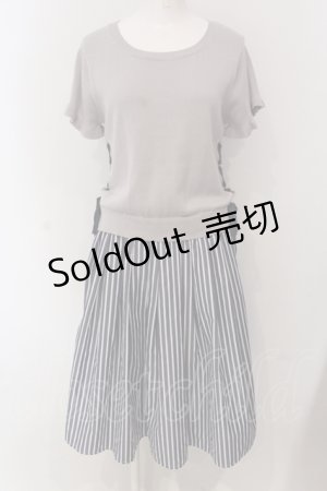 画像: axes femme / ニット切り替えサイドあみ下げワンピース M アオ×グレー O-25-05-17-038-AX-OP-OW-OS