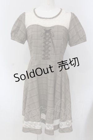 画像: axes femme / グレンチェックビスチェワンピース M ブラウン O-25-05-17-046-AX-OP-OW-OS
