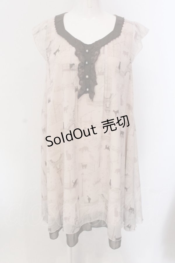 画像1: axes femme / ネコ×街柄チュニック M ブラウン O-25-05-17-047-AX-TO-OW-OS (1)