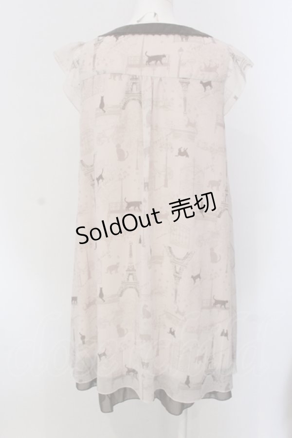 画像3: axes femme / ネコ×街柄チュニック M ブラウン O-25-05-17-047-AX-TO-OW-OS (3)