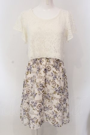 画像: axes femme / フラワーptドッキングワンピース M キナリ O-25-05-17-048-AX-OP-OW-OS