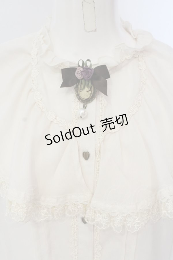 画像2: axes femme / ビッグフリルフェミニンブラウス M キナリ O-25-05-17-054-AX-BL-OW-OS (2)