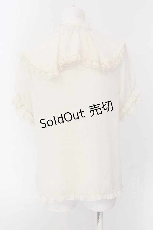 画像4: axes femme / ビッグフリルフェミニンブラウス M キナリ O-25-05-17-054-AX-BL-OW-OS (4)