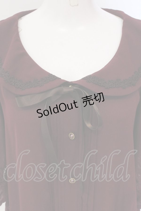 画像2: axes femme / 丸襟タックチュニック M ワイン O-25-05-17-059-AX-TO-OW-OS (2)