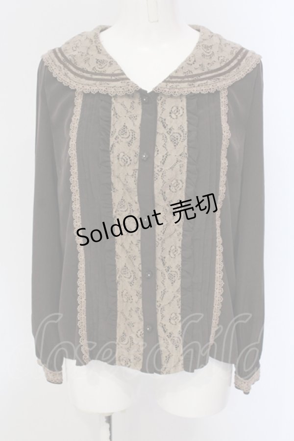 画像1: axes femme POETIQUE / レース配色セーラーブラウス M ブラウン O-25-05-17-061-AX-BL-OW-OS (1)