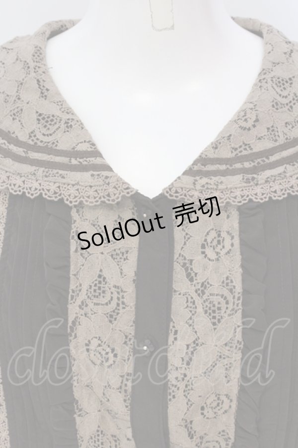 画像2: axes femme POETIQUE / レース配色セーラーブラウス M ブラウン O-25-05-17-061-AX-BL-OW-OS (2)