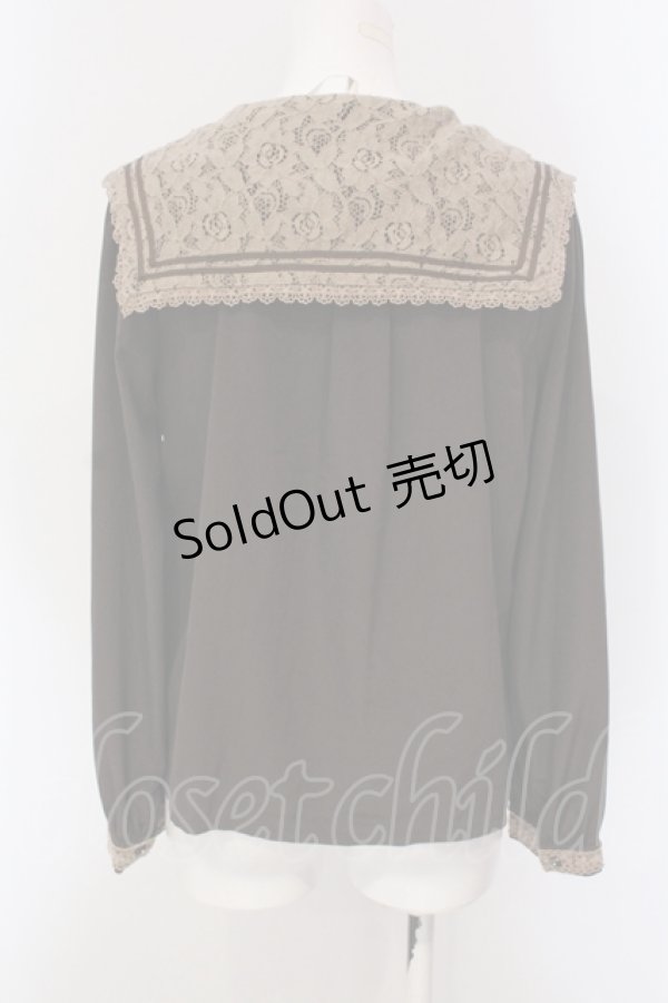 画像3: axes femme POETIQUE / レース配色セーラーブラウス M ブラウン O-25-05-17-061-AX-BL-OW-OS (3)