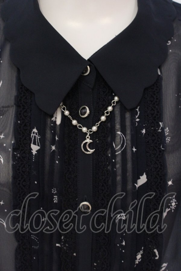 画像2: axes femme / ムーンキャットブラウス M ネイビー O-25-05-17-064-AX-BL-OW-OS (2)