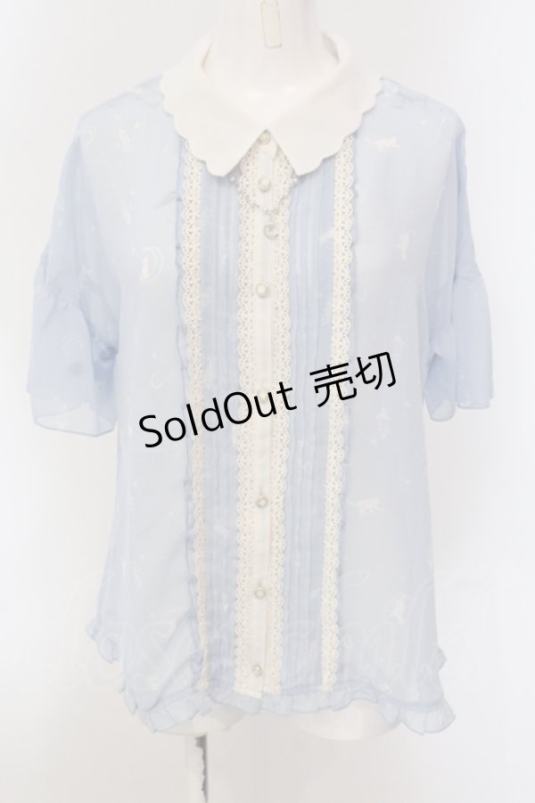 画像1: axes femme / ムーンキャットブラウス M サックス O-25-05-17-065-AX-BL-OW-OS (1)