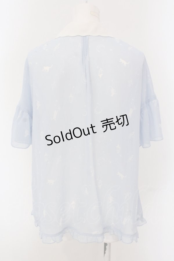 画像3: axes femme / ムーンキャットブラウス M サックス O-25-05-17-065-AX-BL-OW-OS (3)