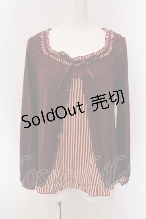 画像: axes femme / レジメ柄スリット開きプルオーバー M ワイン O-25-05-17-068-AX-TO-OW-OS