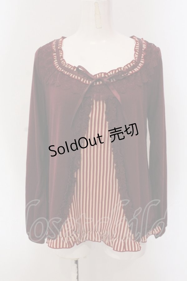 画像1: axes femme / レジメ柄スリット開きプルオーバー M ワイン O-25-05-17-068-AX-TO-OW-OS (1)
