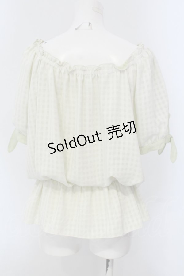 画像2: axes femme / ギンガムチェックシフォントップス M グリーン O-25-05-17-069-AX-TO-OW-OS (2)