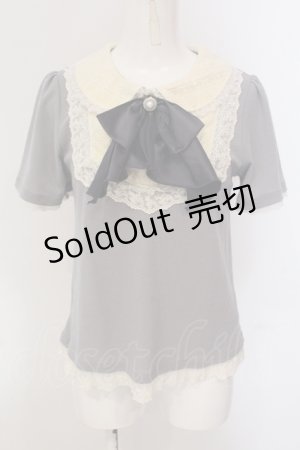 画像: axes femme / リボンタイ半袖プルオーバー M グレー O-25-05-17-075-AX-TO-OW-OS