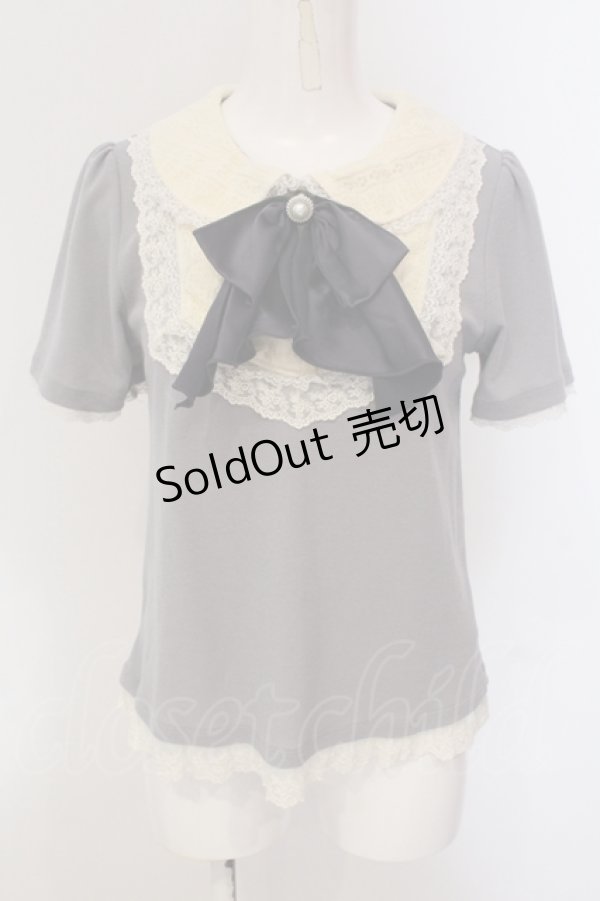 画像1: axes femme / リボンタイ半袖プルオーバー M グレー O-25-05-17-075-AX-TO-OW-OS (1)