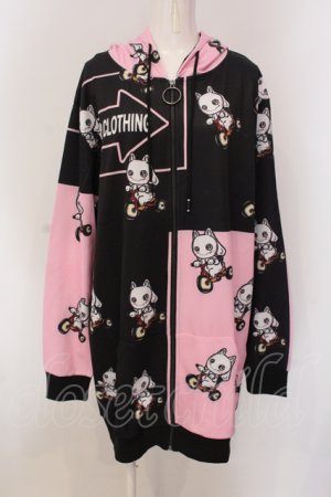 画像: NieR Clothing / BICYCLE ZIP PARKA パーカー  ピンク×ブラック O-25-05-17-009-PU-TO-IG-OS