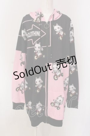 画像: NieR Clothing / BICYCLE ZIP PARKA パーカー  ピンク×ブラック O-25-05-17-009-PU-TO-IG-OS
