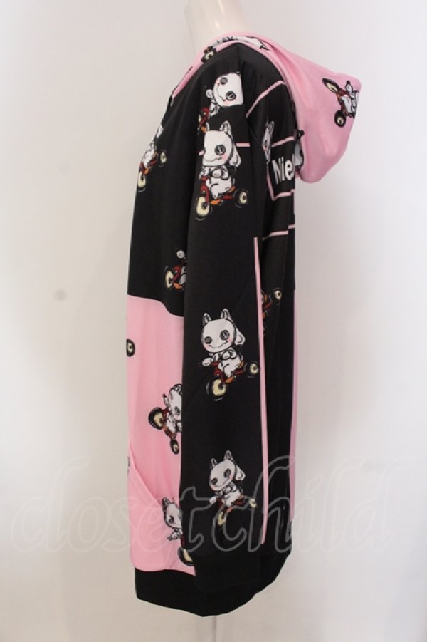 画像2: NieR Clothing / BICYCLE ZIP PARKA パーカー  ピンク×ブラック O-25-05-17-009-PU-TO-IG-OS (2)