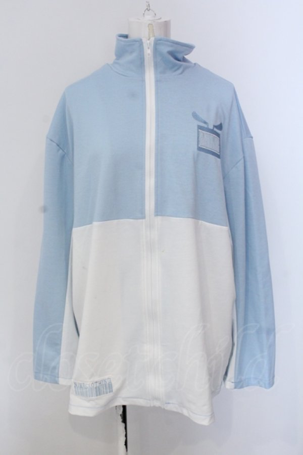 画像1: NieR Clothing / BICOLORハイネックジャージ【BLUE】  サックス×ホワイト O-25-05-17-011-PU-TO-IG-ZT211 (1)