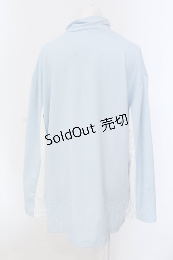 画像4: 【SALE】NieR CLOTHING / BICOLORハイネックジャージ【BLUE】  サックス×ホワイト O-25-05-17-011-PU-TO-IG-ZT211 (4)