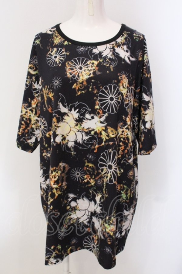 画像1: NieR Clothing / 超BIG SILHOUETTE CUTSEW【和柄九尾】 Tシャツ  イエロー×ブラック O-25-05-17-021-PU-TO-IG-OS (1)