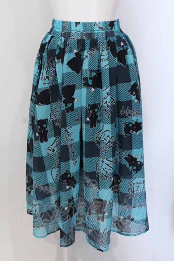 画像1: NieR Clothing / CHECKERED SHEER SKIRT シエル シエル  ブルーグリーン O-25-05-17-027-PU-SK-IG-OS (1)