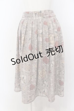 画像: Fi.n.t / ローズステンドグラス柄タックスカート  ベージュ O-25-05-18-046-CA-SK-IG-OS
